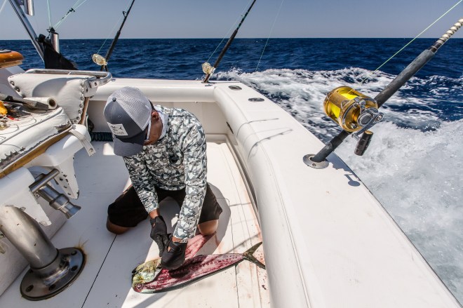 Grundens recreational sportfishing clothing line in Guatemala